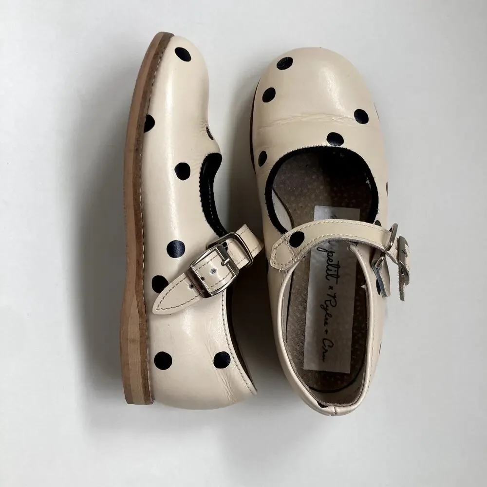 Mon Petit Shoes x Rylee Cru Polka Dot Mary Janes - Cream Black - 10
